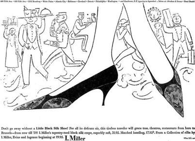 イラストレーターだったウォーホル　Advertisement for I. Miller(1958年)  出展:Wikiart