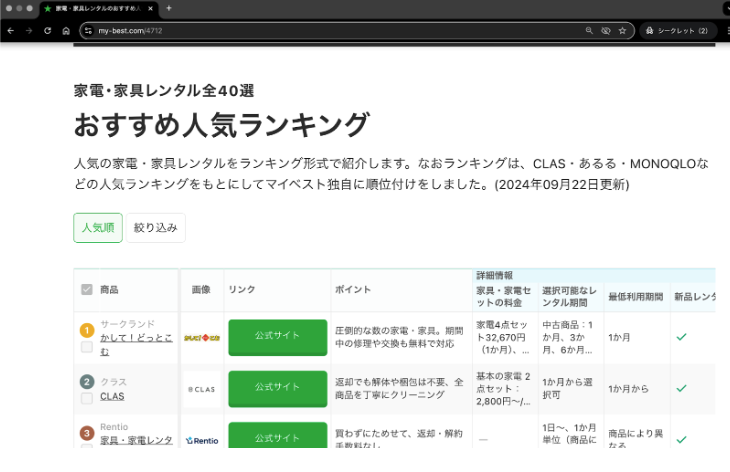 主要レンタル会社のサービス内容と注意点